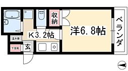 グランパス檀渓 1Kの間取図画像