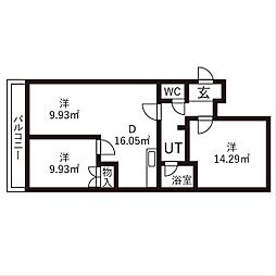 日映マンション2 2LDKの間取図画像