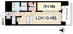 プレサンス久屋大通セントラルパーク 1LDKの間取図画像