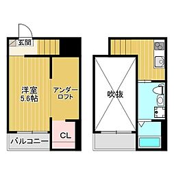 SEIREN福池 1Kの間取図画像