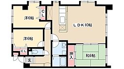 第2ヒルハイツ浅井 3LDKの間取図画像