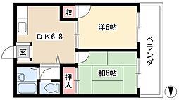 青杏ビル 2DKの間取図画像