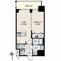 S-RESIDENCE古出来一丁目 1LDKの間取図画像