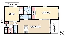 VANCOUVER1108覚王山 2LDKの間取図画像