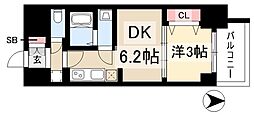 プレサンス広小路通今池 1DKの間取図画像