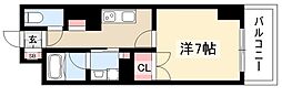 テナス池下 1Kの間取図画像