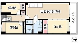 アーバンドエル杁中 3LDKの間取図画像