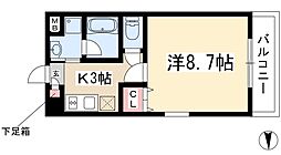 丹下キアーロ 1Kの間取図画像