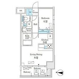 L&Cレジデンス鶴舞公園 1LDKの間取図画像