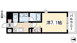 カンピオーネ御器所通 1Kの間取図画像