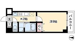 リアライズ沢下町1 1Kの間取図画像