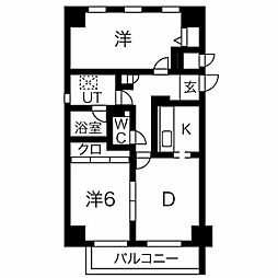 グレース堀田 2LDKの間取図画像