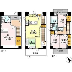 密柑山レジデンス東棟 2LDKの間取図画像
