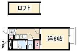 パレス御器所 1Kの間取図画像