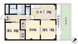 ヒバリハイツ 3DKの間取図画像