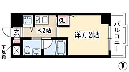 Vendir名古屋御器所 1Kの間取図画像