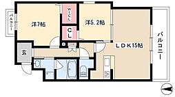 マルーン白壁 2LDKの間取図画像