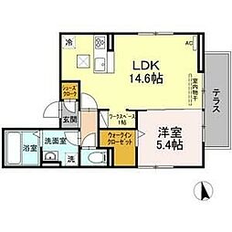 サンティモン 1LDKの間取図画像