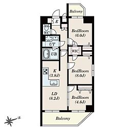 S-RESIDENCE神沢afford 3LDKの間取図画像
