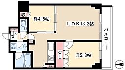 プラウドタワー覚王山 2LDKの間取図画像