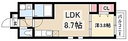 naeshiro kibaco 1LDKの間取図画像