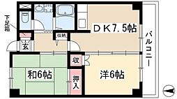 No.32オーシャンハイツ 2DKの間取図画像