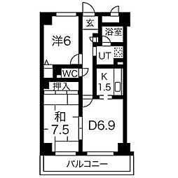 グレース堀田 2DKの間取図画像