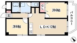 メゾン白鳥 2LDKの間取図画像
