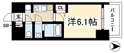 プレサンス桜山駅前アフォード 1Kの間取図画像