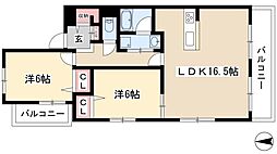 クリスタルスクエア 2LDKの間取図画像