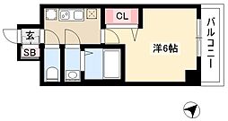 アステリ鶴舞トゥリア 1Kの間取図画像