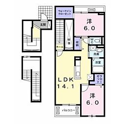 レルム・ダイキ 2LDKの間取図画像