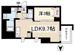 プレサンスザ大須観音 1LDKの間取図画像