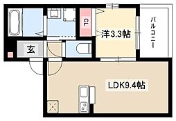 アロウ内浜町 1LDKの間取図画像