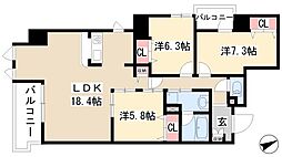 コルティーレマルフク 3LDKの間取図画像