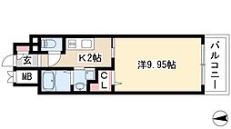 パラッツオスペチアーレ 1Kの間取図画像