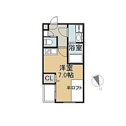 ハーモニーテラス城木町 ワンルームの間取図画像