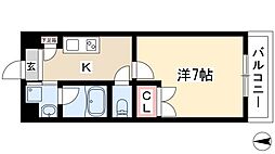 アールズタワー池下西 1Kの間取図画像