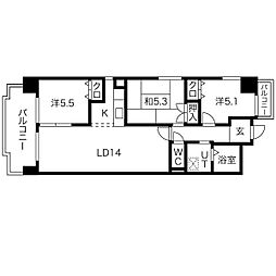 ユーハウス鶴舞2 3LDKの間取図画像