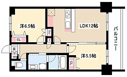 グランドゥール瑞穂通 2LDKの間取図画像