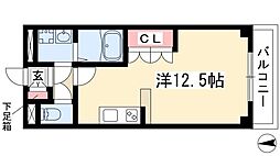 シャイン妙音 ワンルームの間取図画像