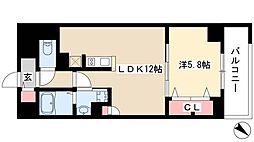 グランルクレ新栄イースト 1LDKの間取図画像