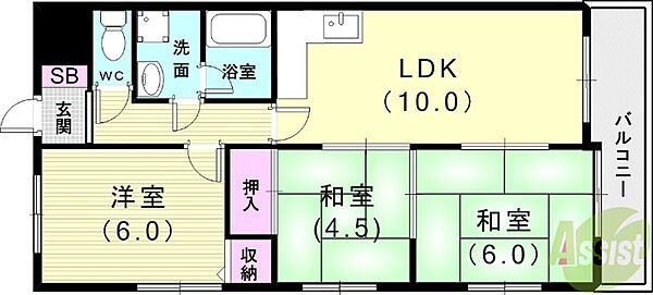 グランドメゾン南別府 ｜兵庫県神戸市西区南別府1丁目(賃貸マンション3LDK・4階・60.00㎡)の写真 その2