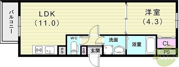 ミラージュ垂水 ｜兵庫県神戸市垂水区王居殿2丁目(賃貸アパート1LDK・3階・34.79㎡)の写真 その2