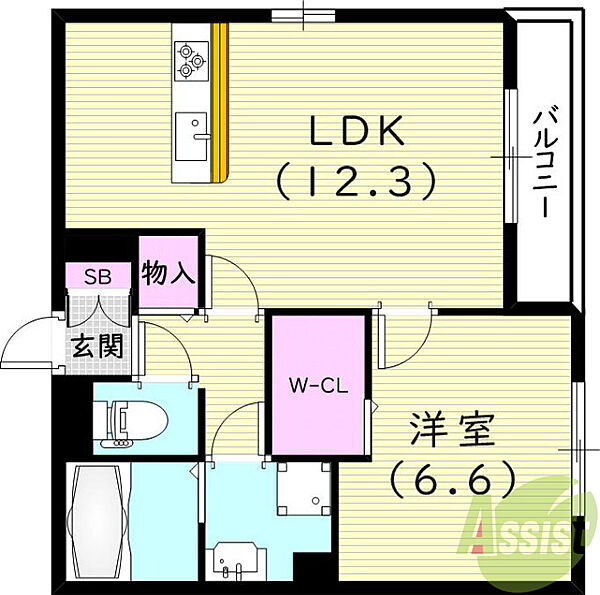 フェーブ島上 ｜兵庫県神戸市兵庫区島上町2丁目(賃貸アパート1LDK・1階・47.14㎡)の写真 その2