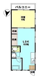 第3旭マンション 1LDKの間取図画像