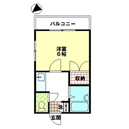 パーシモン 1Kの間取図画像