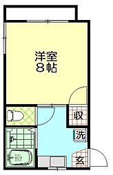 若葉光ハイツ 1Kの間取図画像