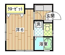 サンハイム 1Kの間取図画像