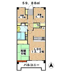 板橋城北公園ローヤルコーポ 3LDKの間取図画像